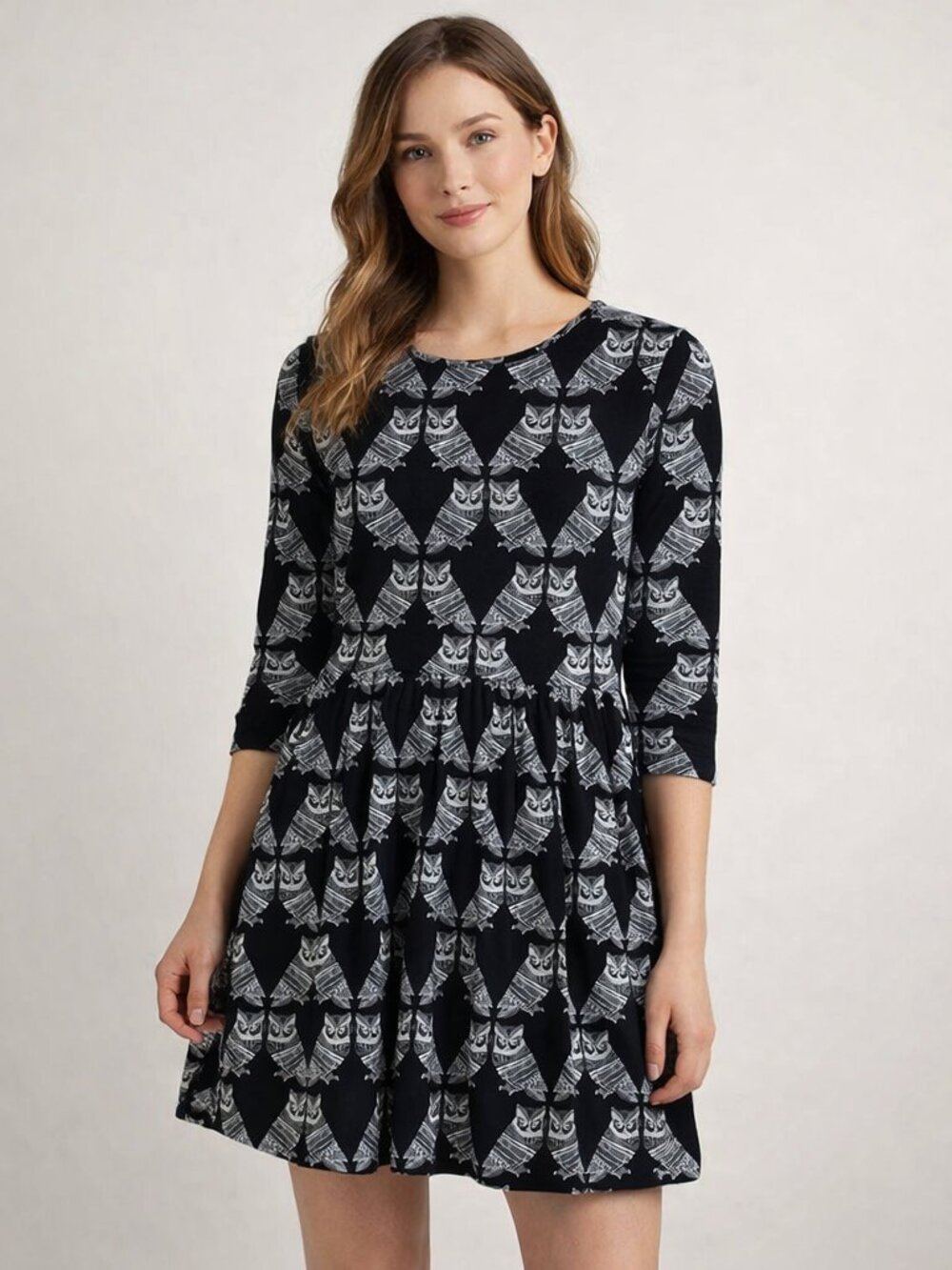 ASOS owl black and white dress. Size 8 3/4 Sleeves
